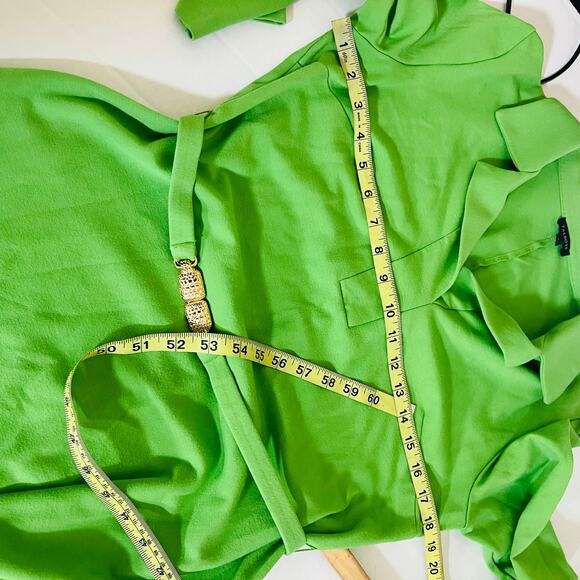 Talbots Collared Three Quarter Sleeve Belted Dress Size 8 Green - Picture 4 of 6